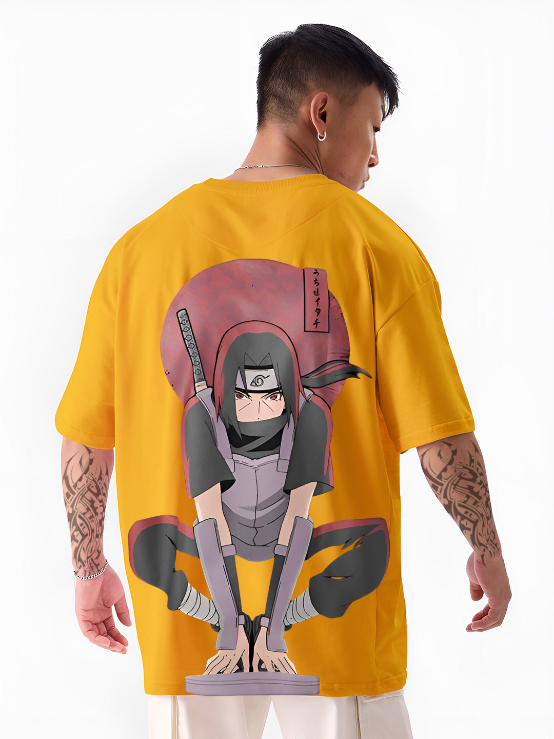 Angerhood Unisex Oversized Naruto Shippuden Itachi Uchiha Back Print T-Shirt