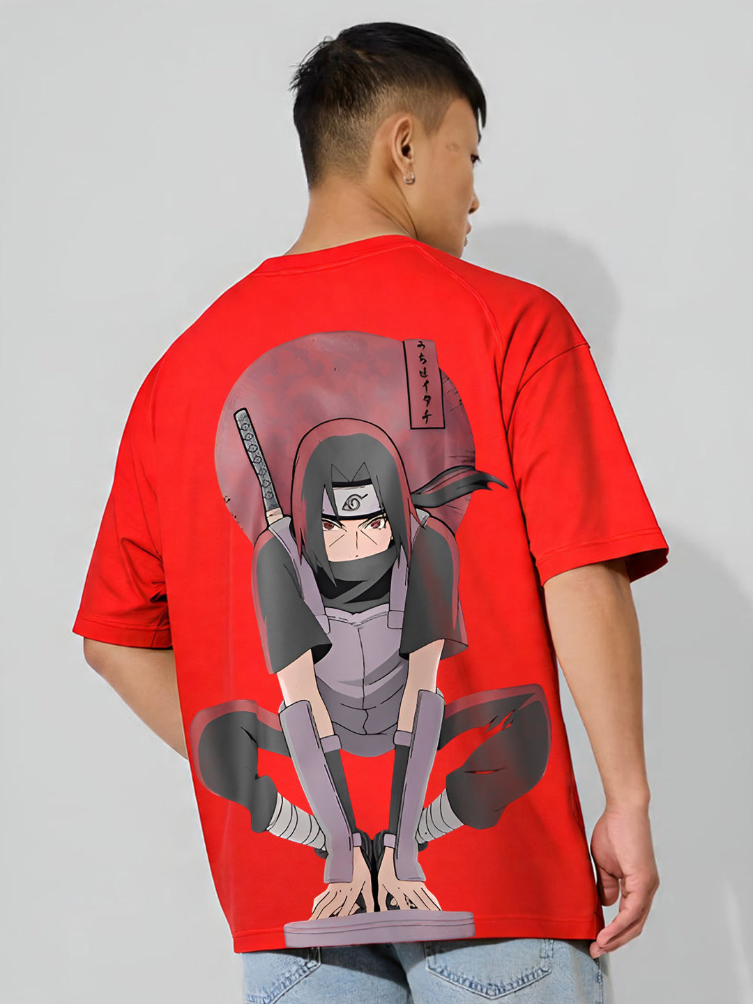 Angerhood Unisex Oversized Naruto Shippuden Itachi Uchiha Back Print T-Shirt