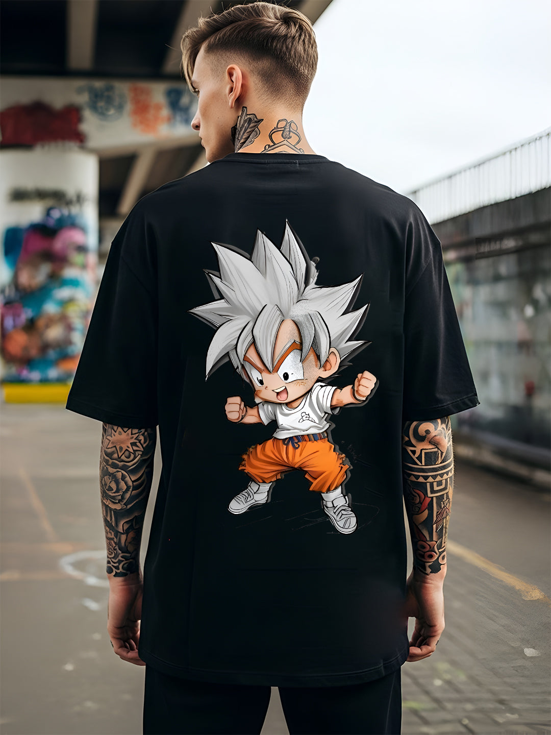 Mens Oversized Goku Graphic T-shirt Print