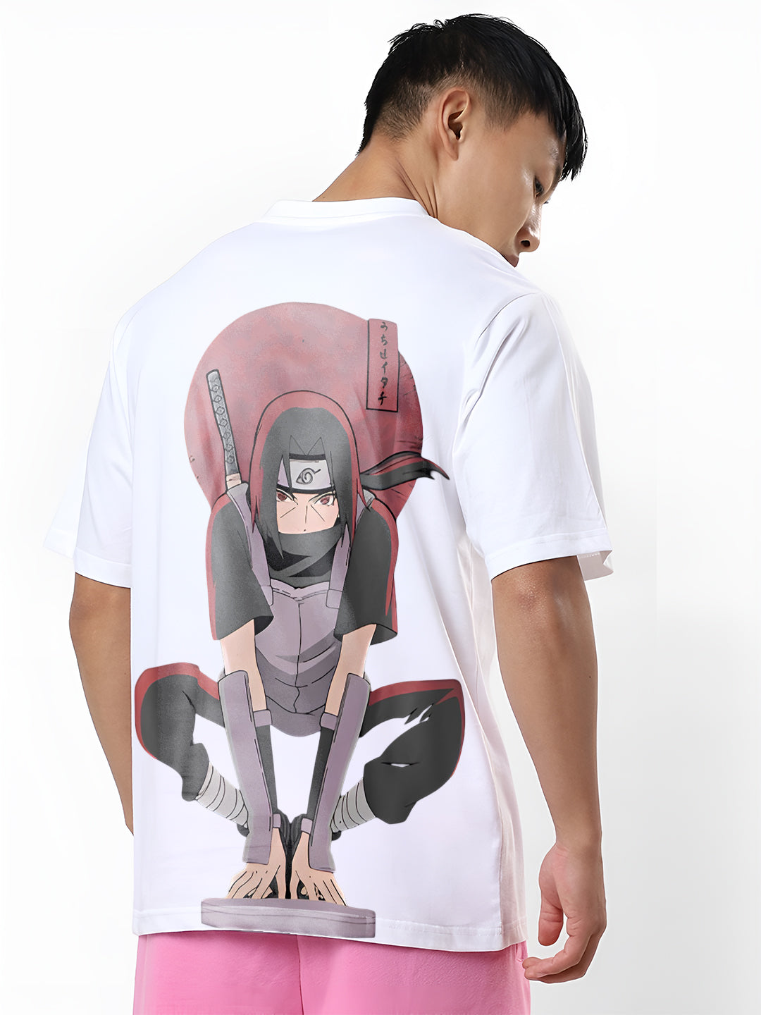Angerhood Unisex Oversized Naruto Shippuden Itachi Uchiha Back Print T-Shirt