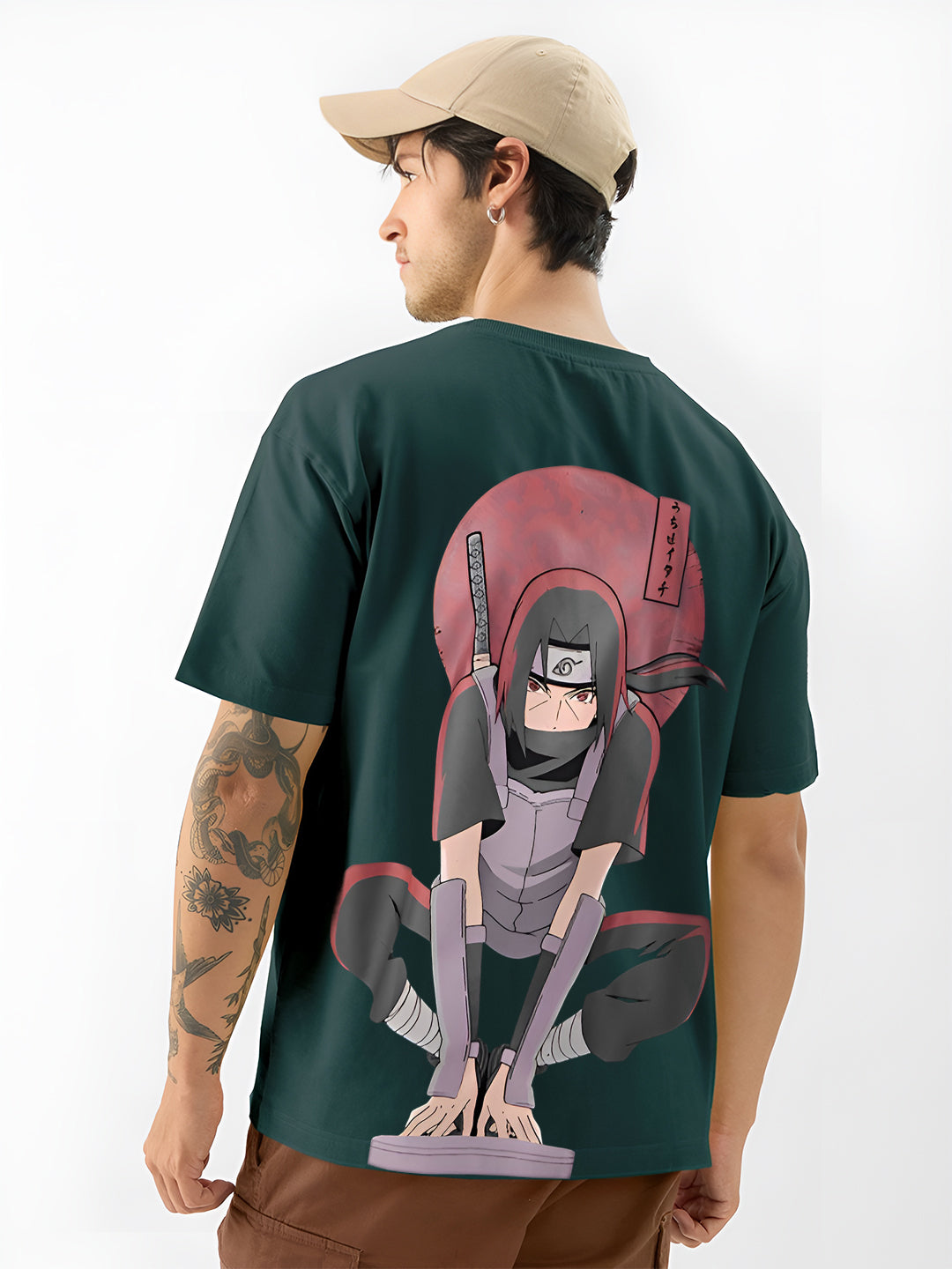 Angerhood Unisex Oversized Naruto Shippuden Itachi Uchiha Back Print T-Shirt