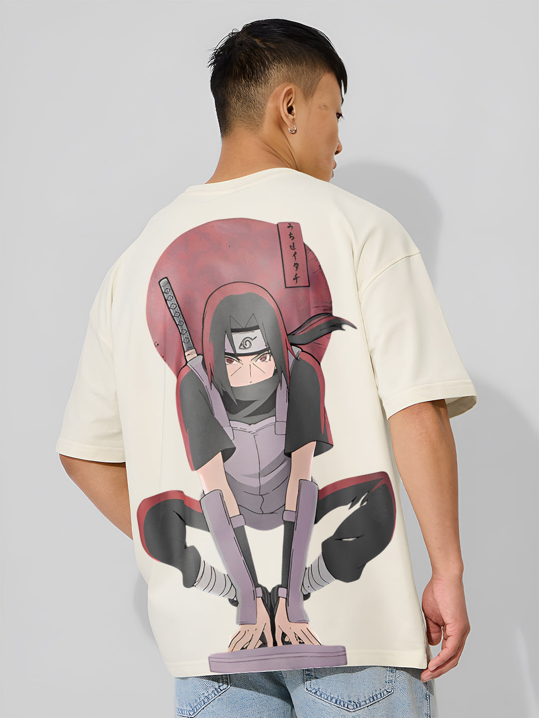 Angerhood Unisex Oversized Naruto Shippuden Itachi Uchiha Back Print T-Shirt