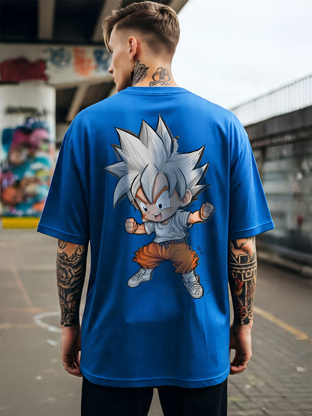 Mens Oversized Goku Graphic T-shirt Print