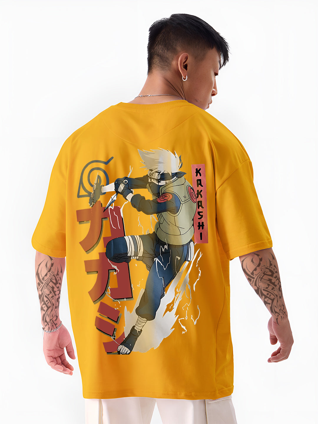 Mens Oversized Kakashi Graphic T-shirt Print