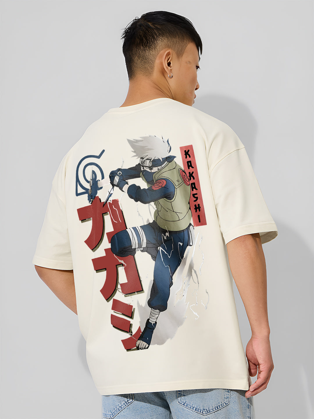 Mens Oversized Kakashi Graphic T-shirt Print