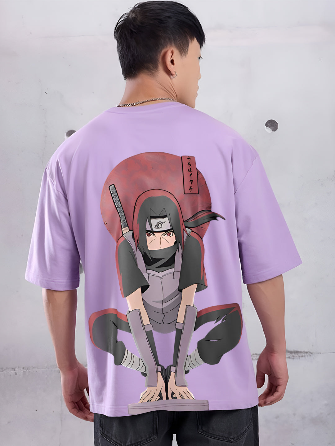 Angerhood Unisex Oversized Naruto Shippuden Itachi Uchiha Back Print T-Shirt