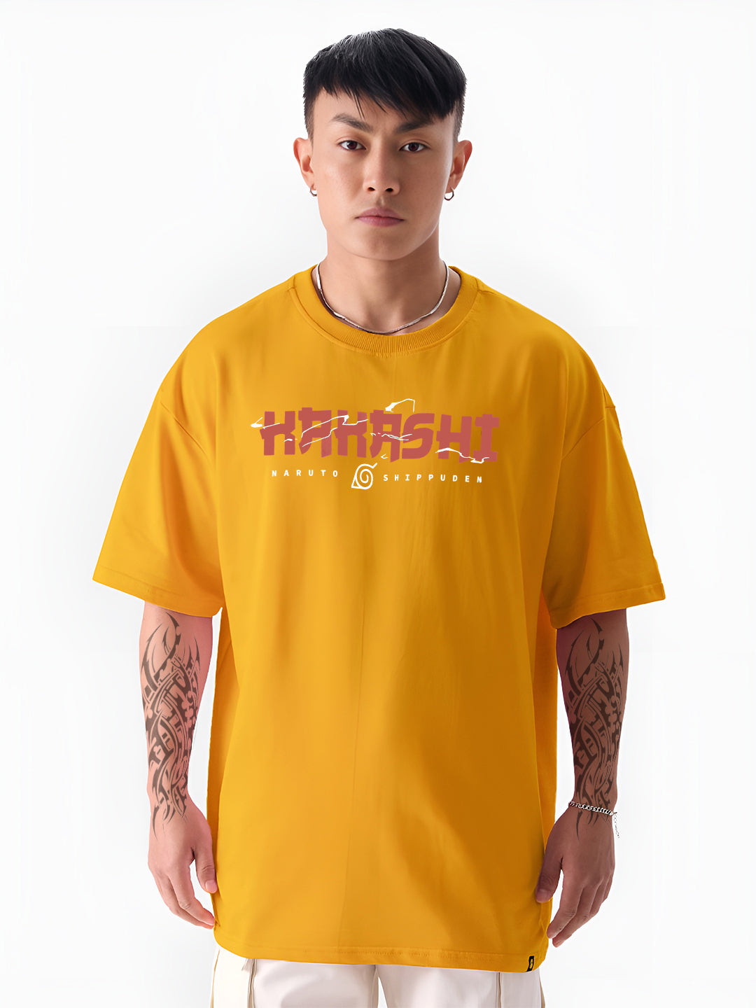 Mens Oversized Kakashi Graphic T-shirt Print