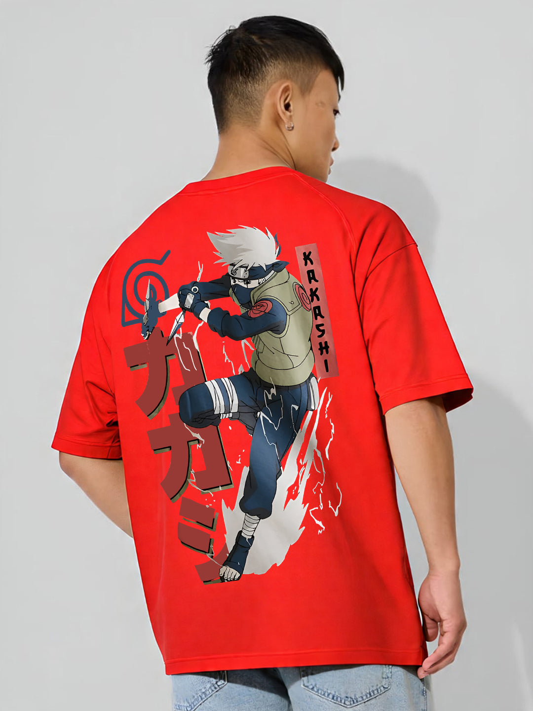 Mens Oversized Kakashi Graphic T-shirt Print