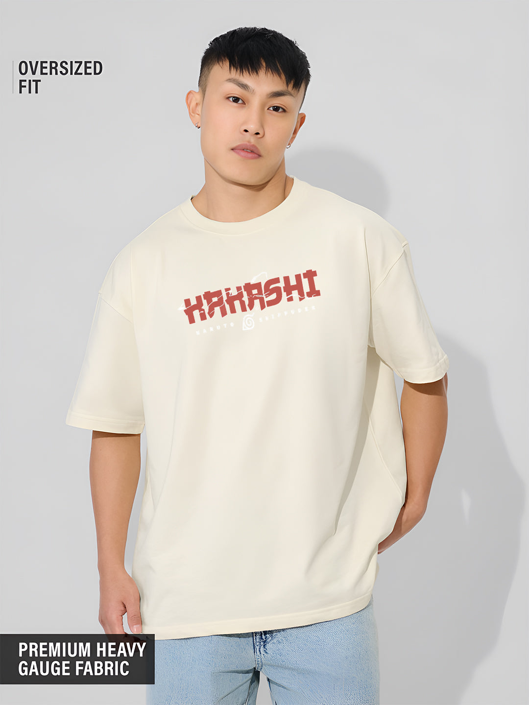 Mens Oversized Kakashi Graphic T-shirt Print