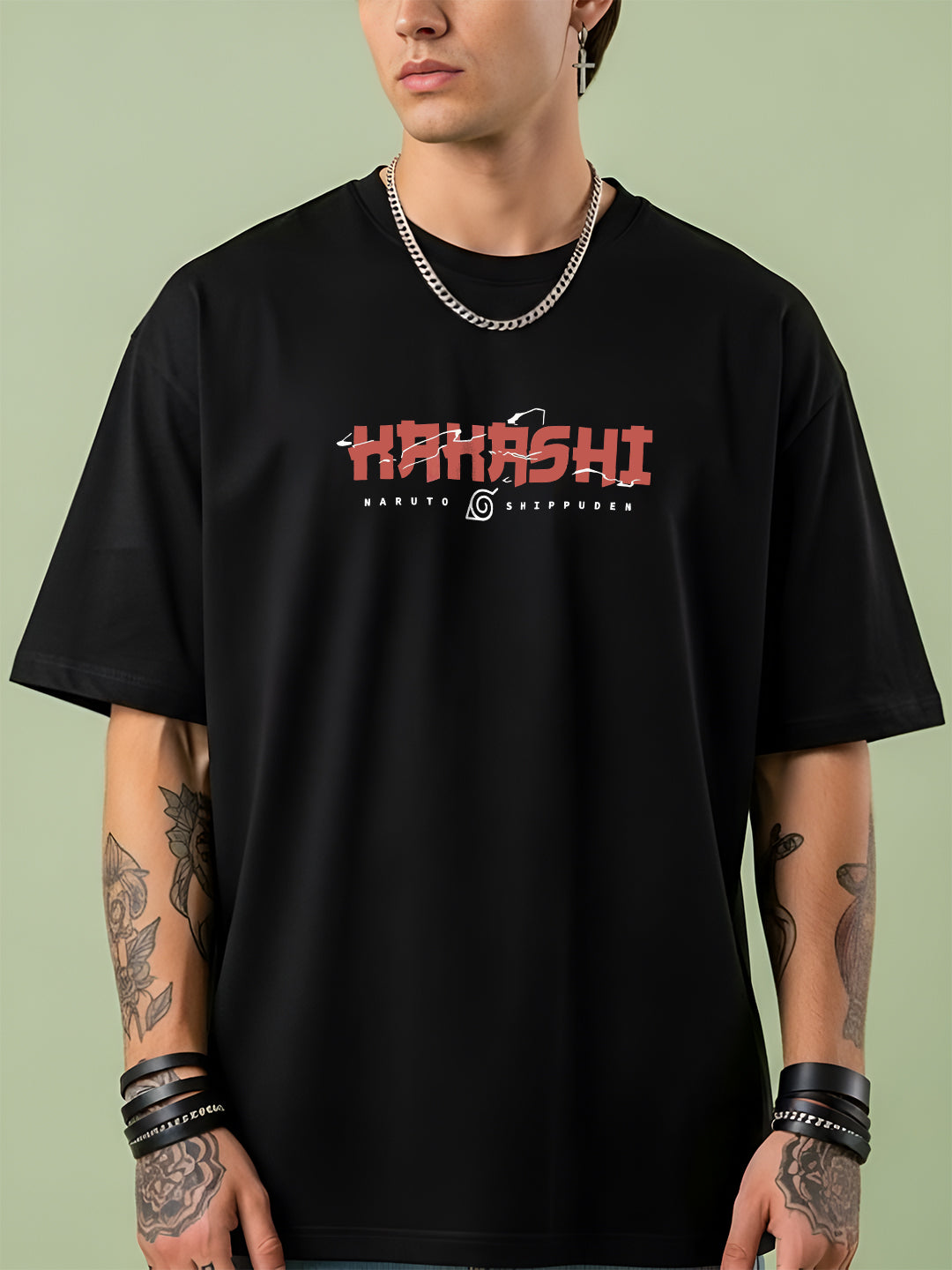 Mens Oversized Kakashi Graphic T-shirt Print