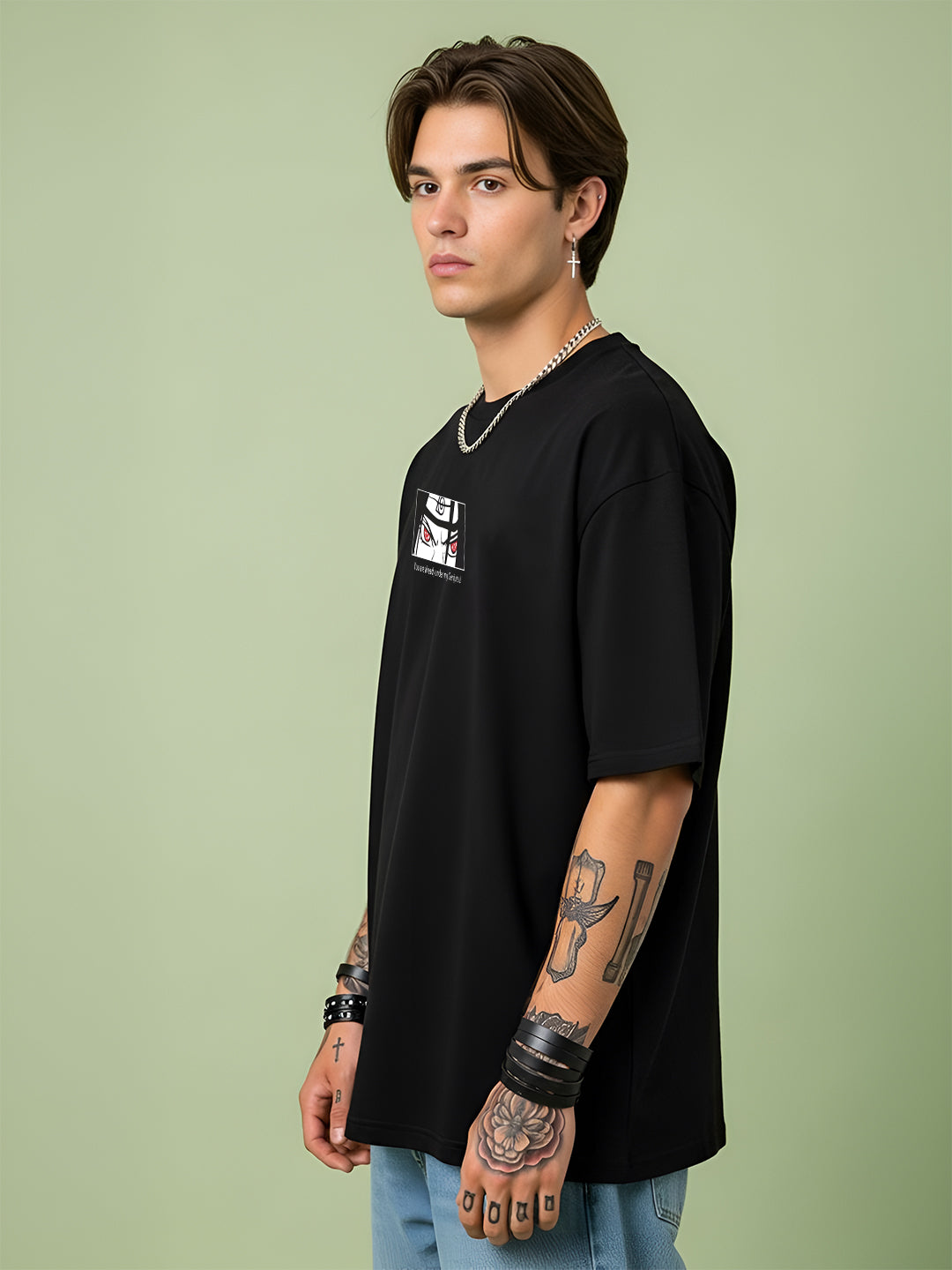 Angerhood Men Oversized Soso Dade Printed Cotton T-Shirt