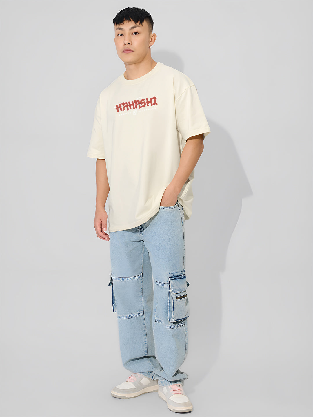 Mens Oversized Kakashi Graphic T-shirt Print