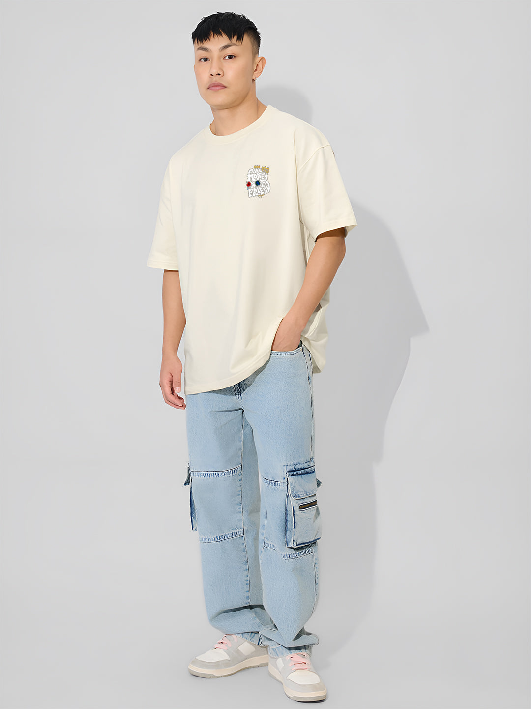 Angerhood Men Oversized “Make Money Not Friends” Graphic Printed Cotton T-Shirt