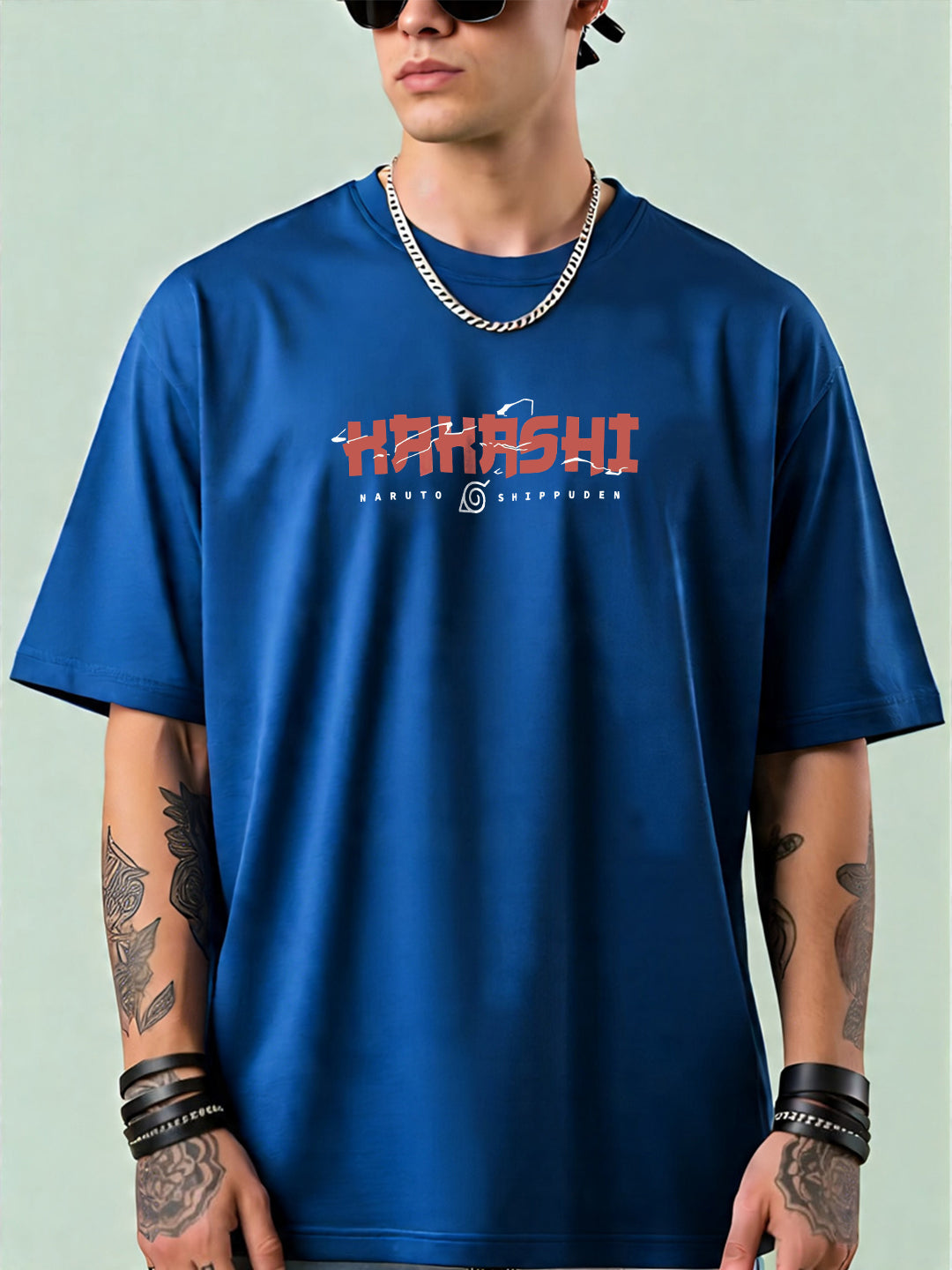 Mens Oversized Kakashi Graphic T-shirt Print