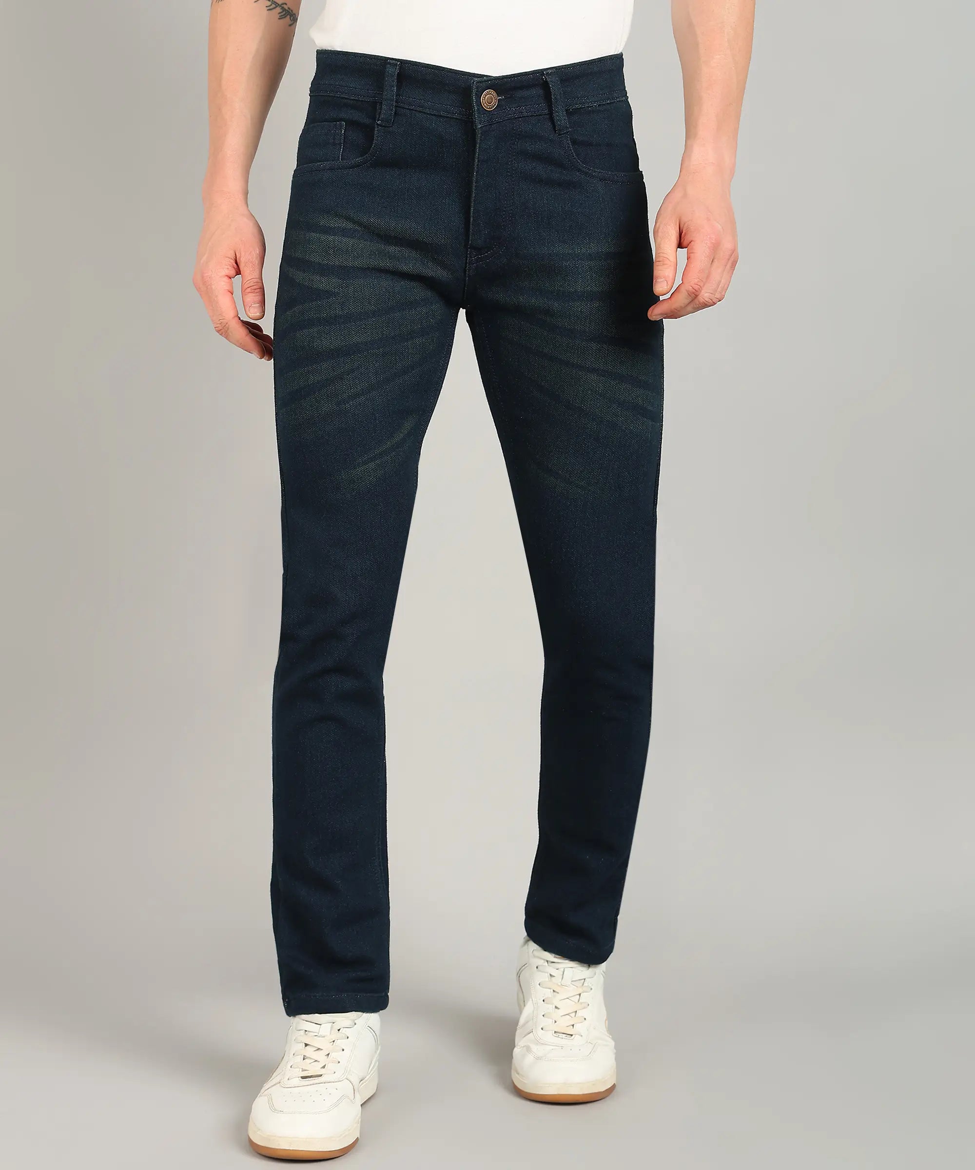 ANGERHOOD Relaxed Fit Men Dark Green Jeans