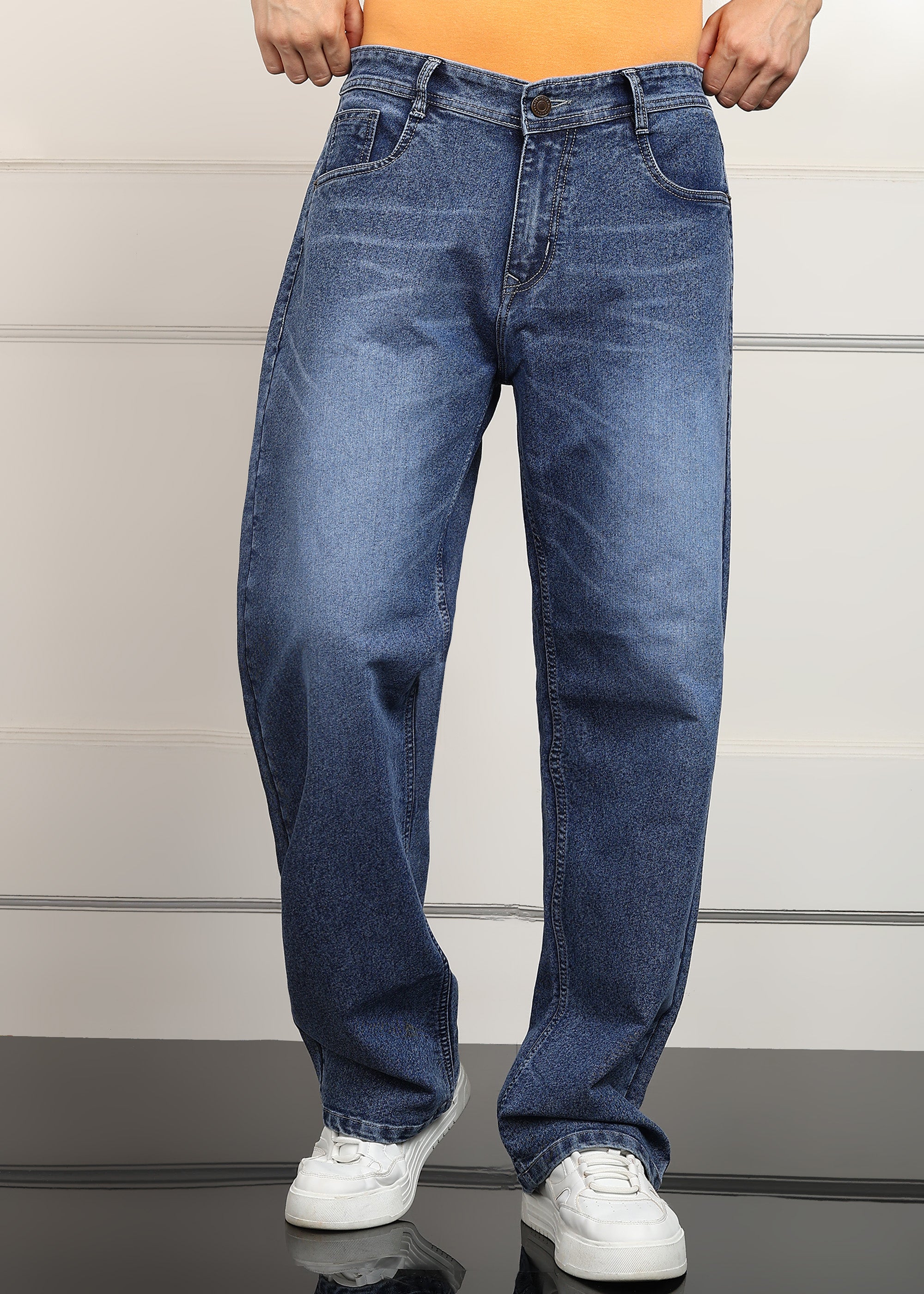 ANGERHOOD Loose Fit Men Blue Baggy Jeans
