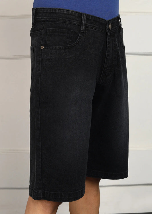 ANGERHOOD Solid Men Denim Dark Grey Baggy Shorts