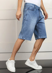 ANGERHOOD Solid Men Denim Light Blue Baggy Shorts