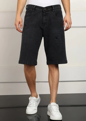 ANGERHOOD Solid Men Denim Dark Grey Baggy Shorts