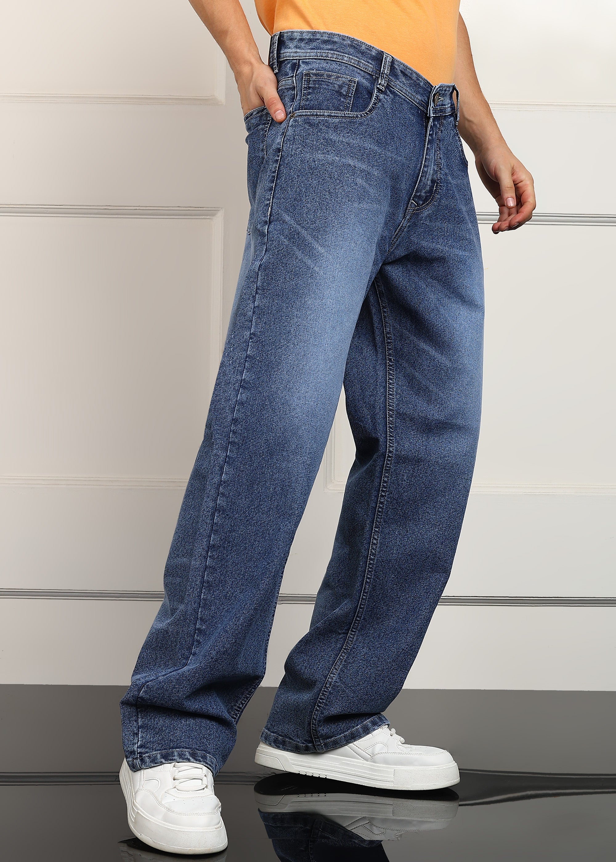 ANGERHOOD Loose Fit Men Blue Baggy Jeans