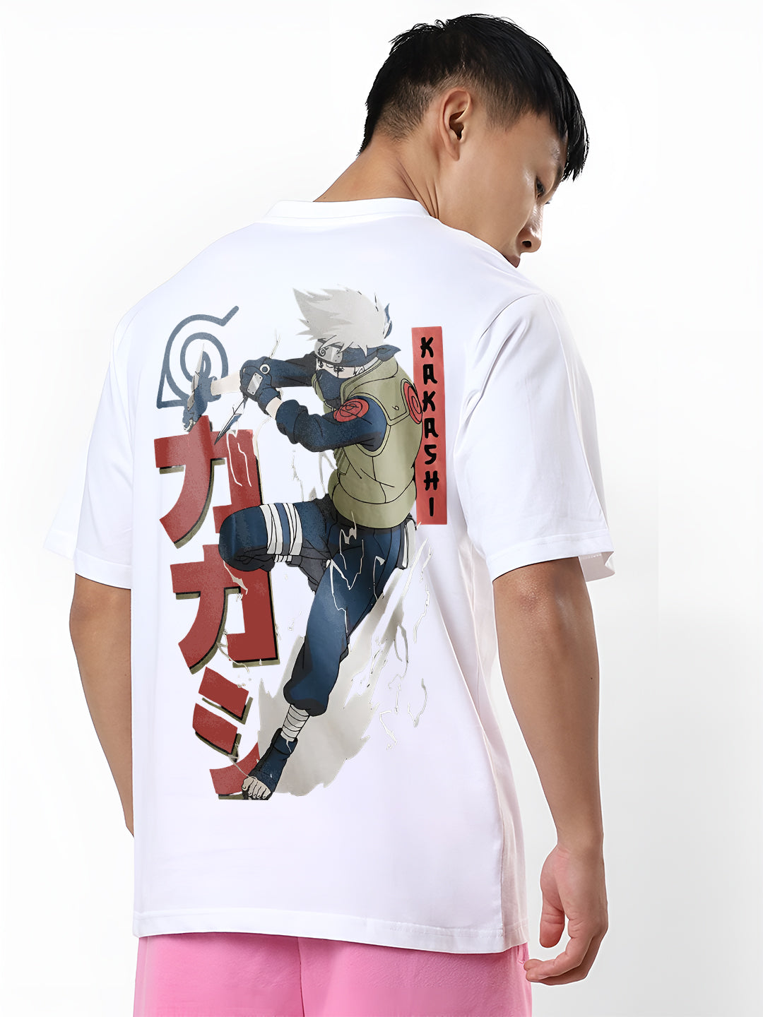 Mens Oversized Kakashi Graphic T-shirt Print