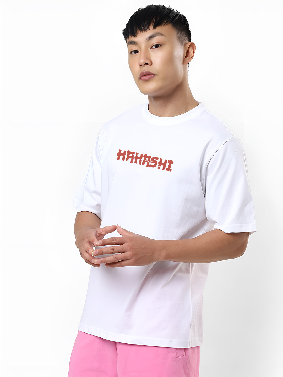 Mens Oversized Kakashi Graphic T-shirt Print