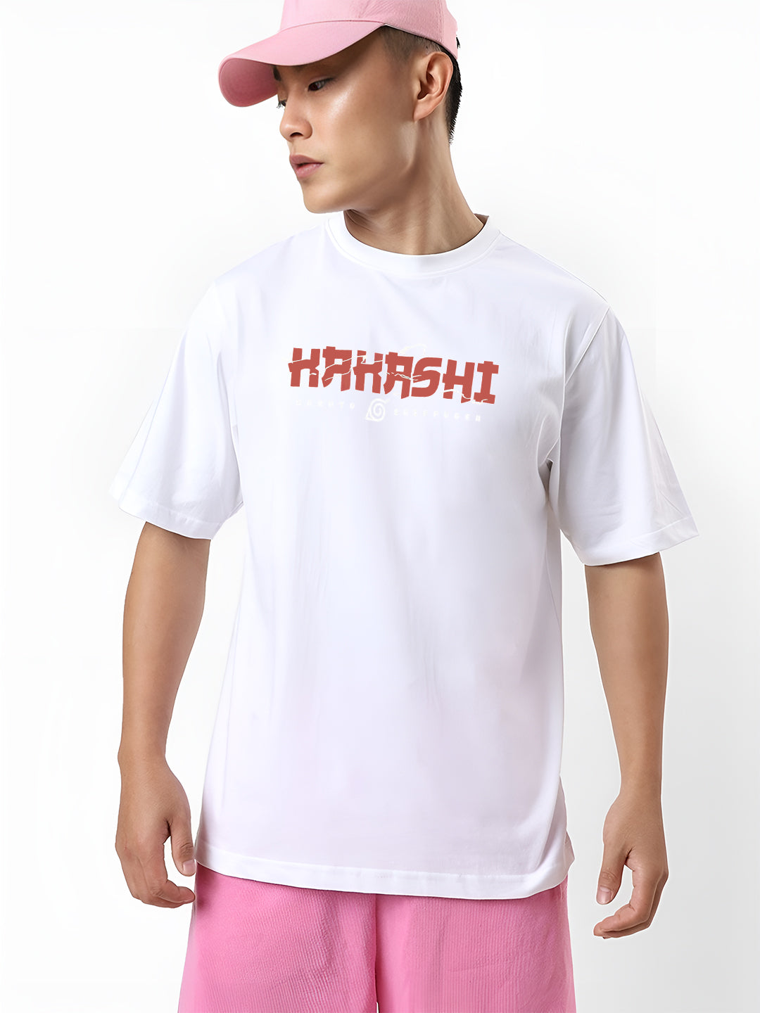 Mens Oversized Kakashi Graphic T-shirt Print