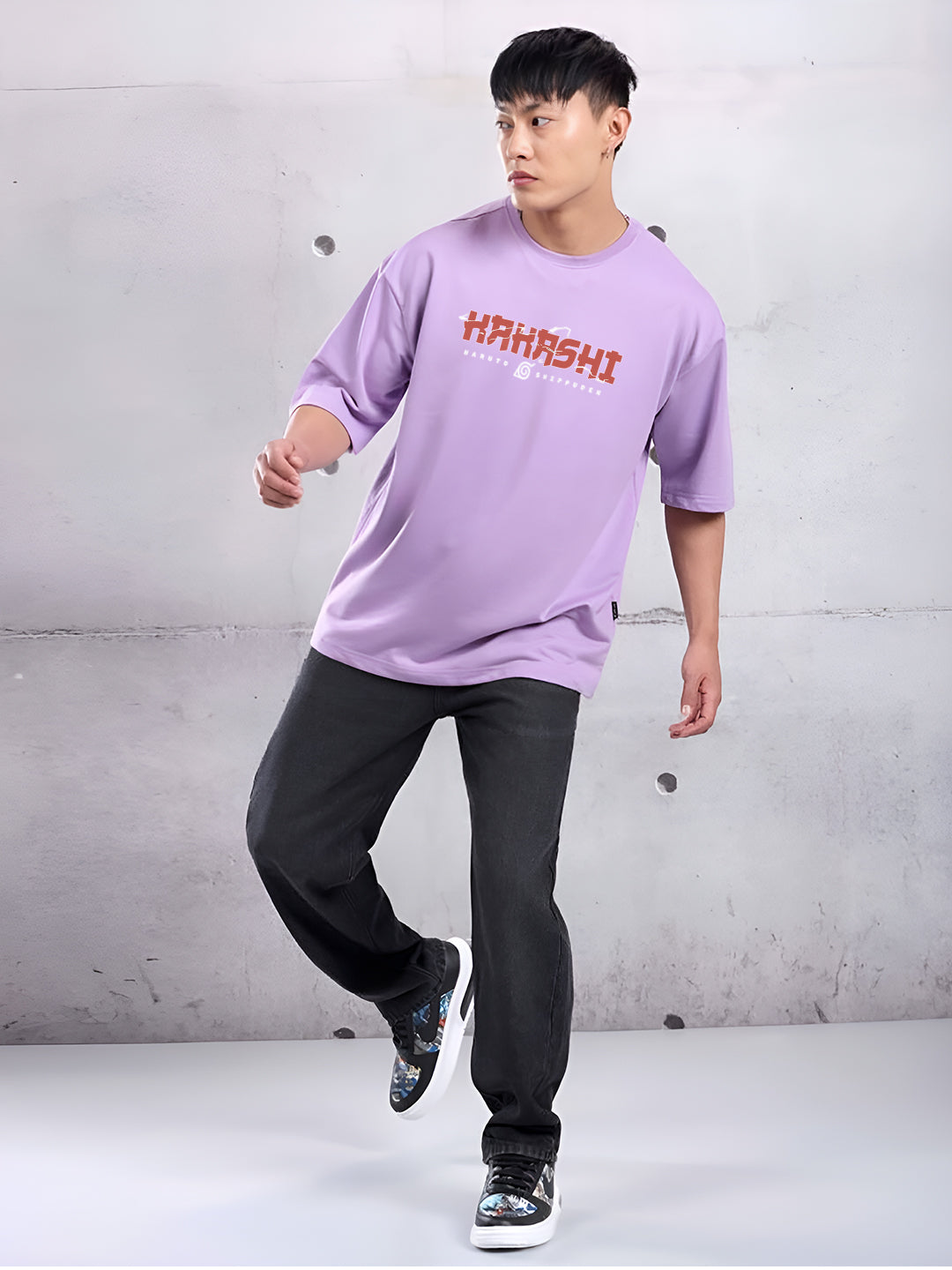 Mens Oversized Kakashi Graphic T-shirt Print