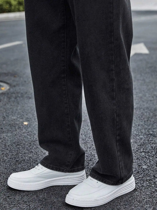 ANGERHOOD Loose Fit Men Baggy Black Jeans