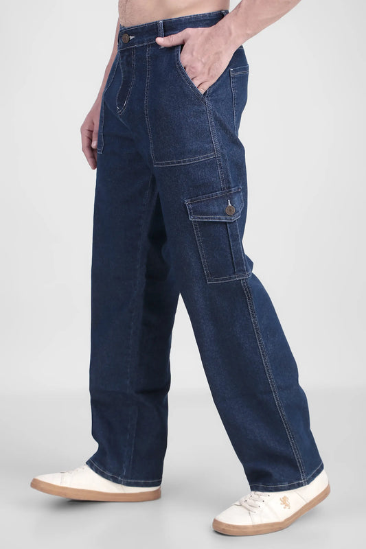 ANGERHOOD Men Baggy Dark Blue Cargo