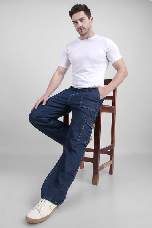 ANGERHOOD Men Baggy Dark Blue Cargo