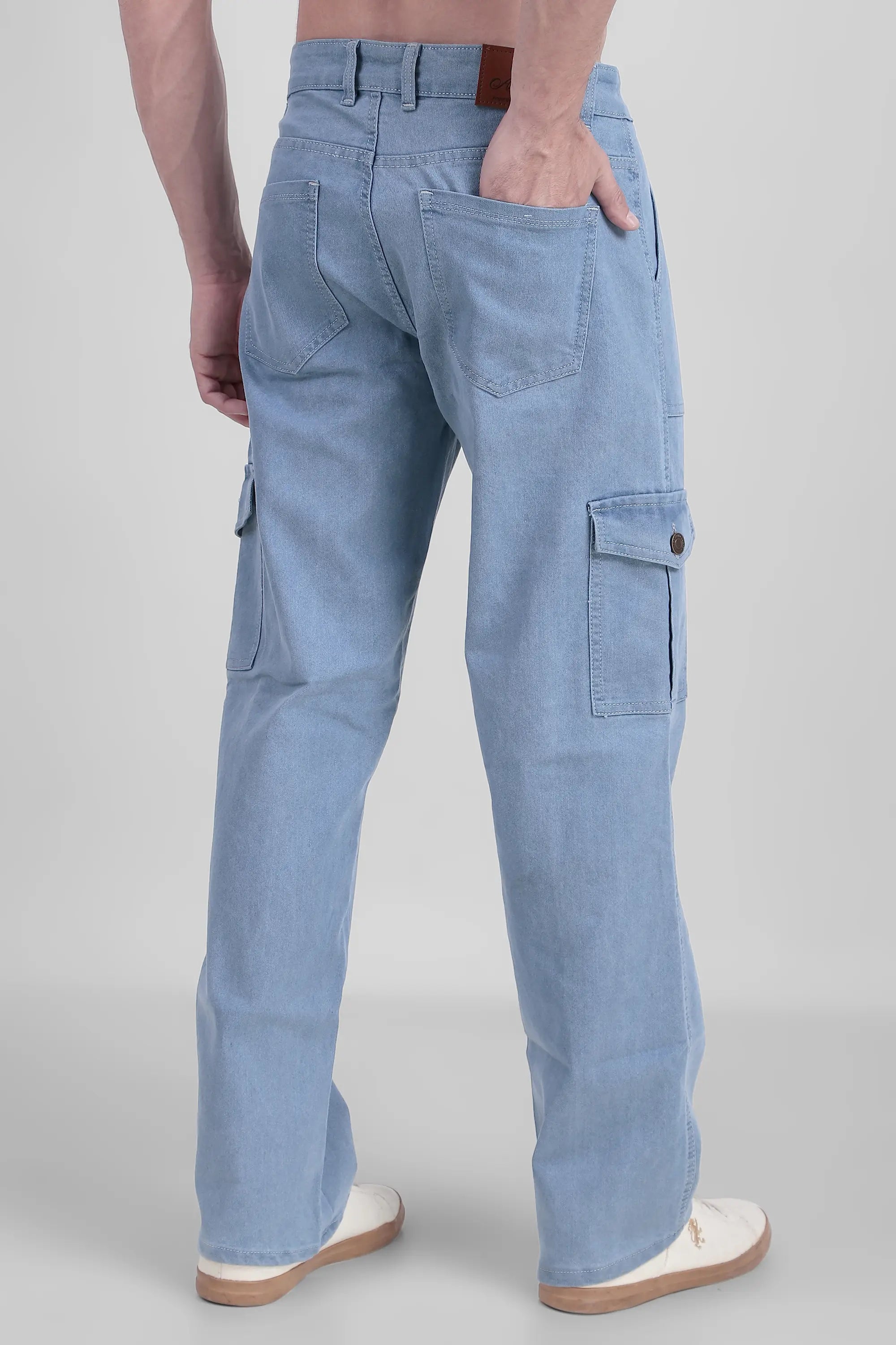 ANGERHOOD Men Baggy Light Blue Cargo