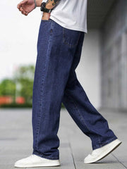 ANGERHOOD Loose Fit Men Baggy Dark Blue Jeans