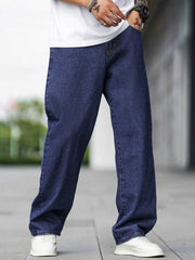 ANGERHOOD Loose Fit Men Baggy Dark Blue Jeans