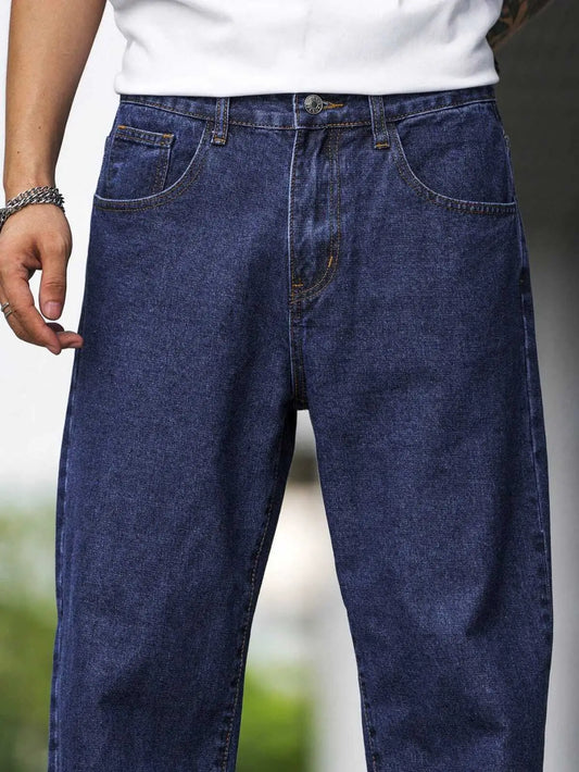 ANGERHOOD Loose Fit Men Baggy Dark Blue Jeans