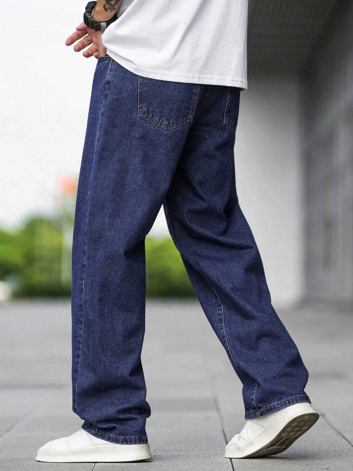 ANGERHOOD Loose Fit Men  Dark Blue Jeans