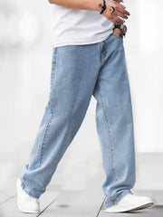ANGERHOOD Loose Fit Men Baggy Light Blue Jeans