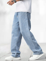 ANGERHOOD Loose Fit Men Baggy Light Blue Jeans